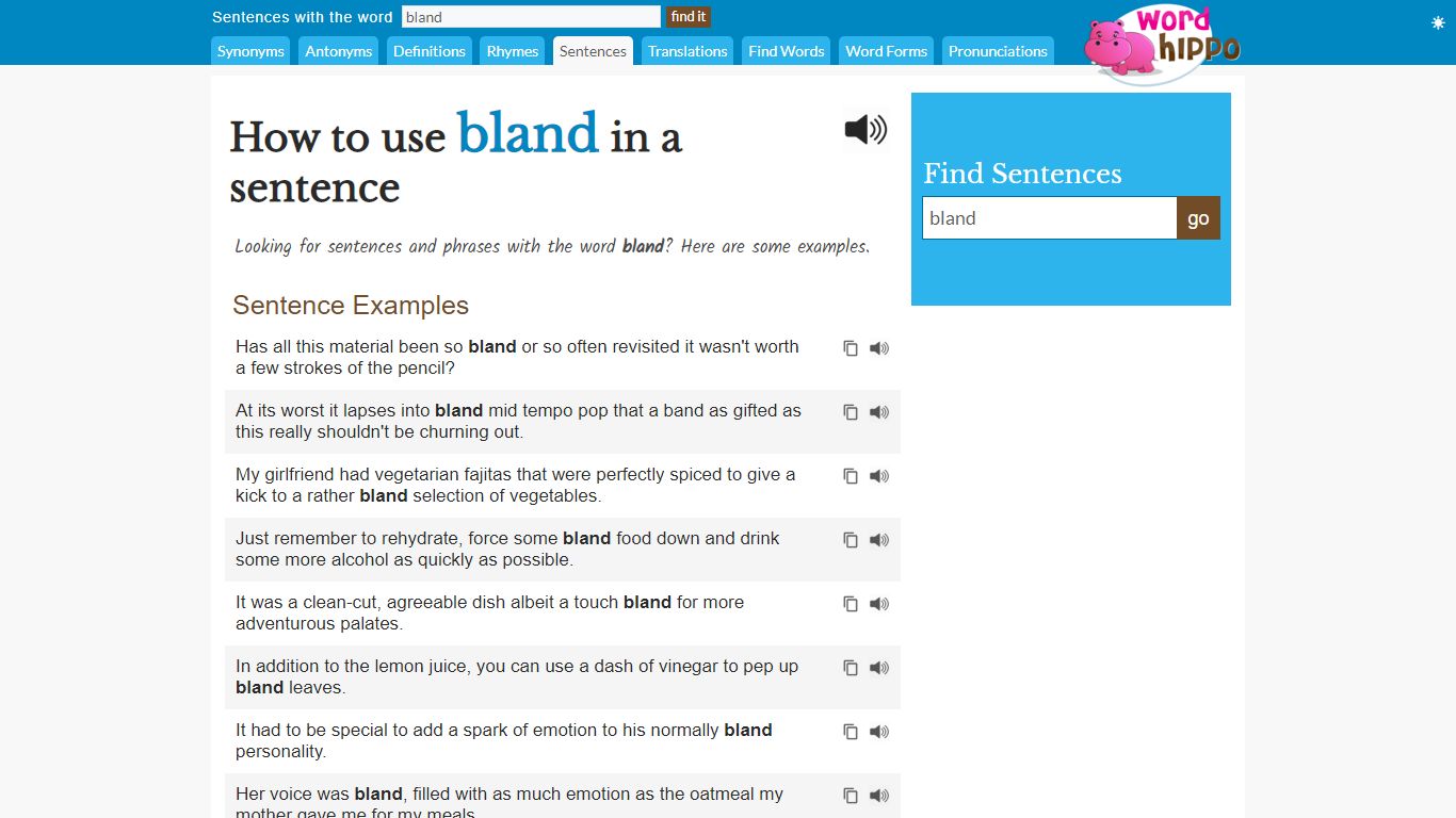 How to use bland in a sentence - wordhippo.com