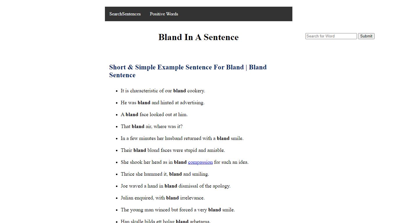 Bland In A Sentence | Short Example Sentence For Bland