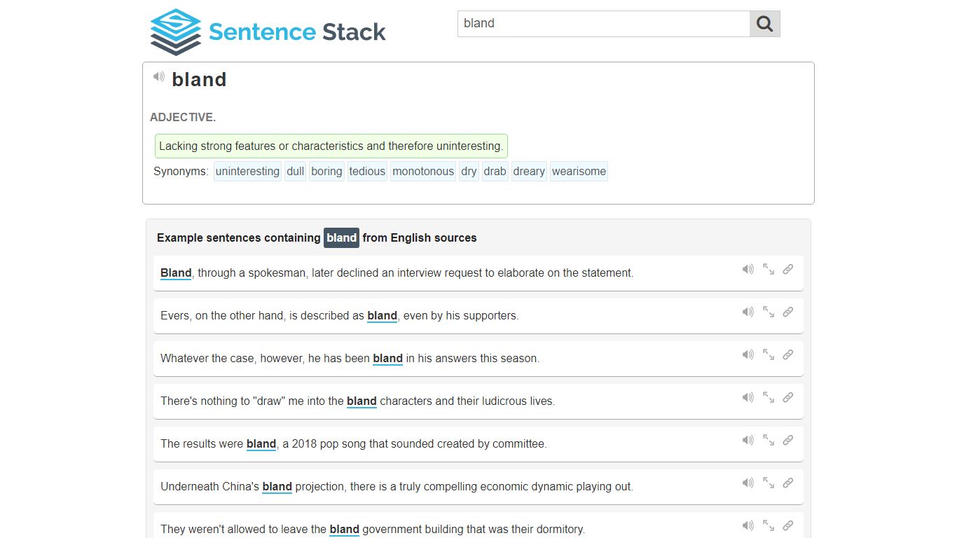 Bland in a Sentence | Sentence Stack