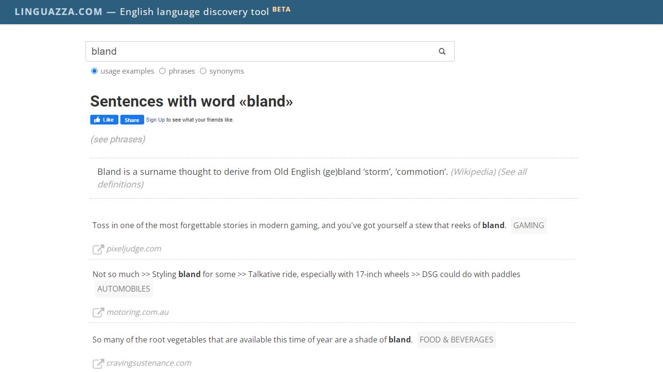 BLAND in a sentence | Usage examples